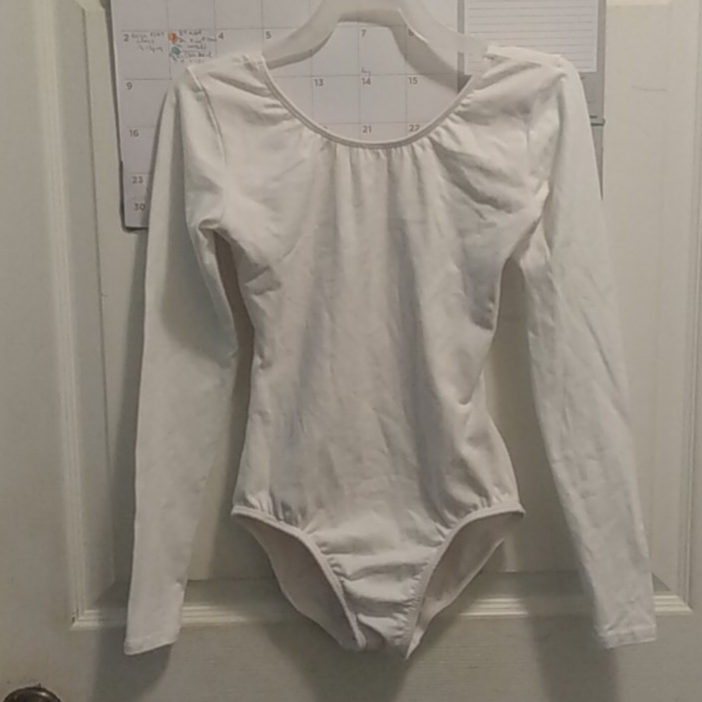 Women's Long Sleeve White Leotard
